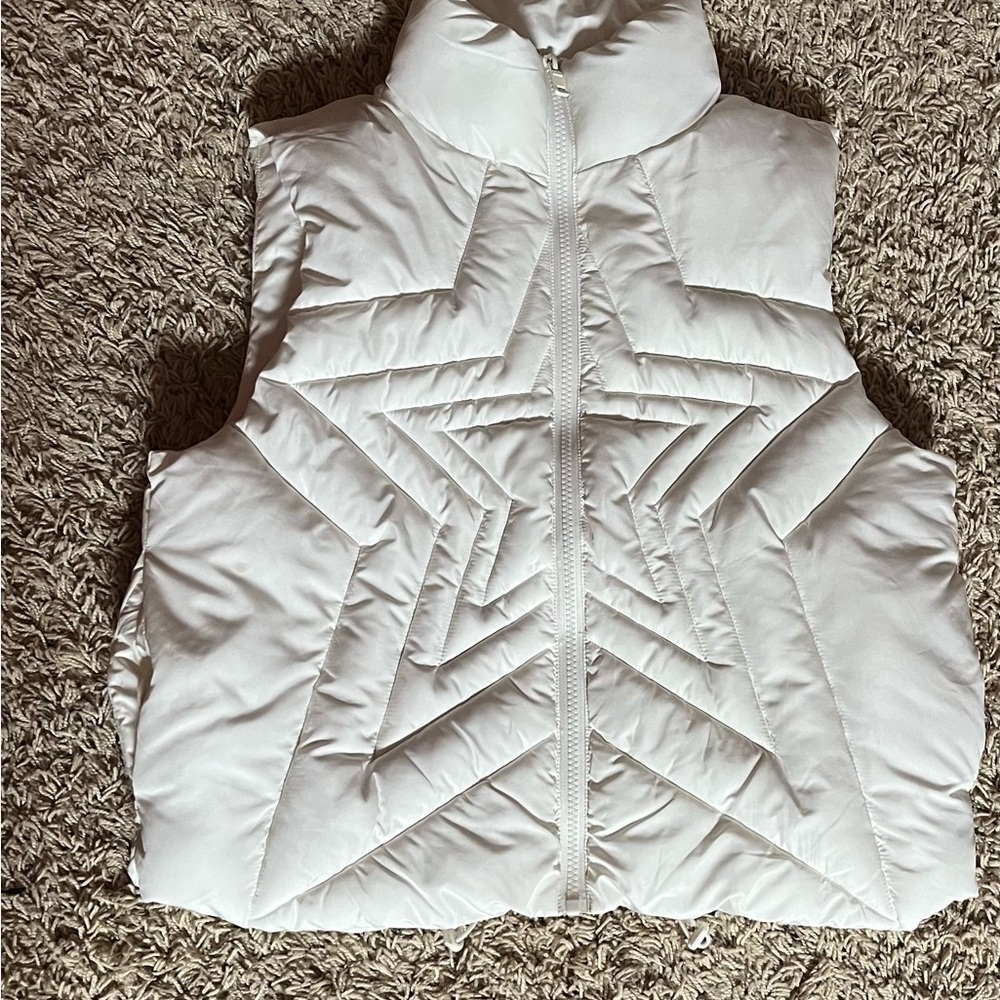 No Boundaries Star Quilted White Vest